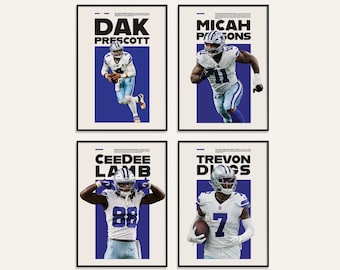 Dallas Cowboys, Set of nfl poster, Dallas Cowboys Print, Football Wall Art, Dak Prescott, CeeDee Lamb, Trevon Digs, Dallas, INSTANT DOWNLOAD