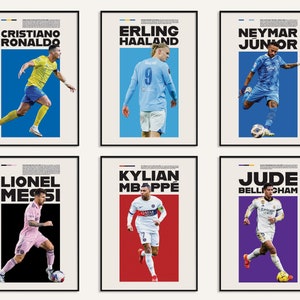 Football / Soccer Poster Bundle 6 Set Gift for Football Fan Wall Art Print Gift Soccer Fan
