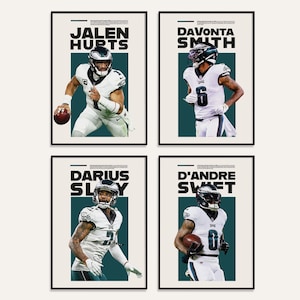 Philadelphia Eagles, Set of nfl poster, Philadelphia Eagles Print, Football, Jalen Hurts, Davonta smith, Eagles Team Print, NFL poster.