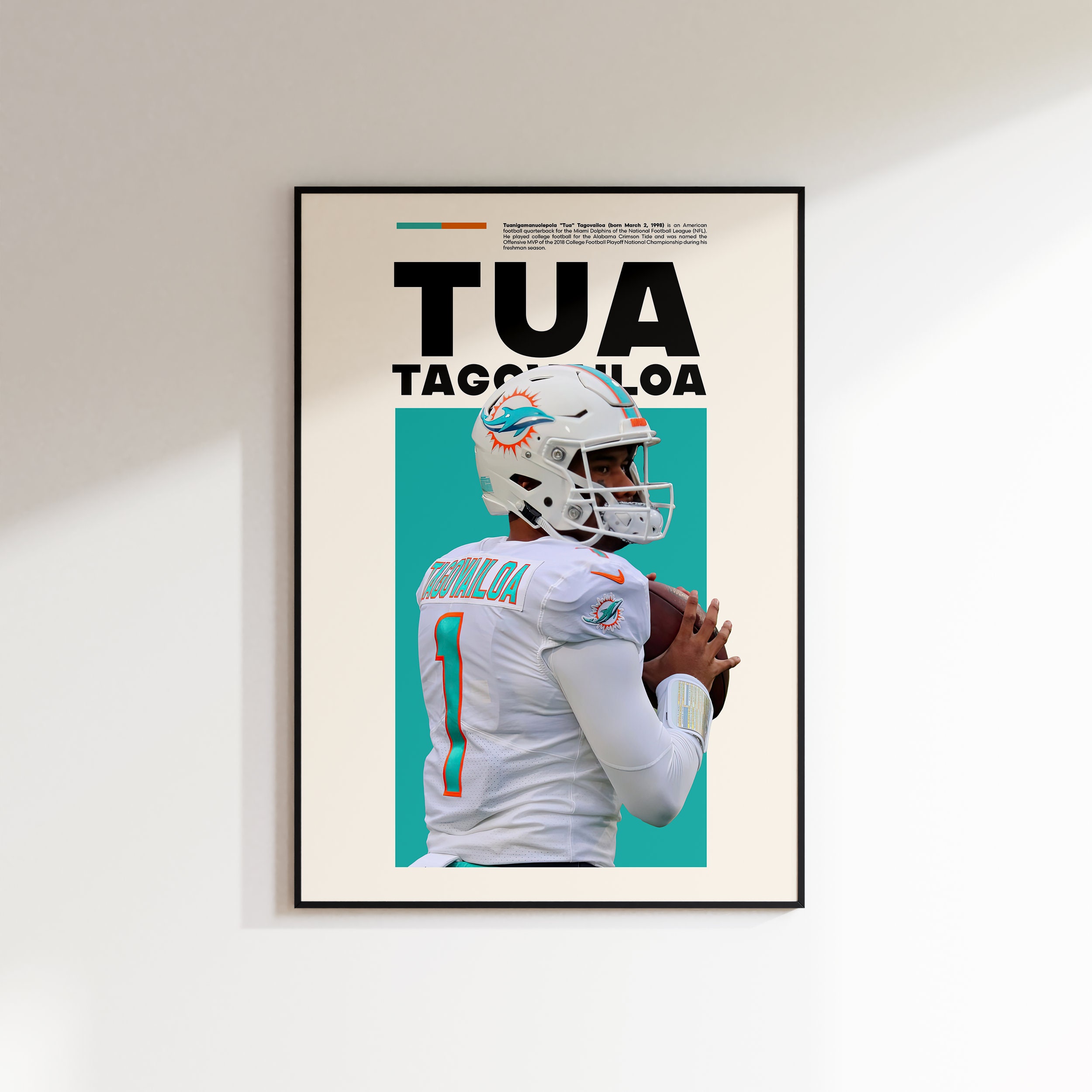 Tua Tagovailoa Print, Tua Tagovailoa Print Poster, Tua Tagovailoa Print  Printable, Super Bowl Print, Miami Dolphins INSTANT DOWNLOAD