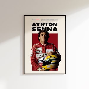Ayrton Senna Poster Modern Wall Art, Formula 1 Bedroom decor, F1 Minimal Office, Living Room Home Decor, Dorm Wall, car enthusiast