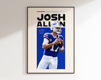 Impresión de Josh Allen, póster de Josh Allen, imprimible de Josh Allen, impresión del Super Bowl, Buffalo Bills (descarga instantánea)