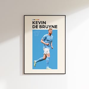 Cartel de Kevin De Bruyne, cartel del Manchester City, arte impreso de De Bruyne, arte de la pared de la oficina, arte del dormitorio, cartel de regalo, futbolista belga