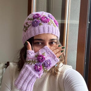 Lavender Hat and Scarf Set - Etsy display picture 2