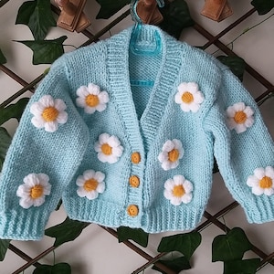 Autumn Clothing, Autumn Outfit, Children's Cardigan,Floral Baby Cardigan,Daisy Children's Cardigan,New Year's gift for a 3-4 year old girl