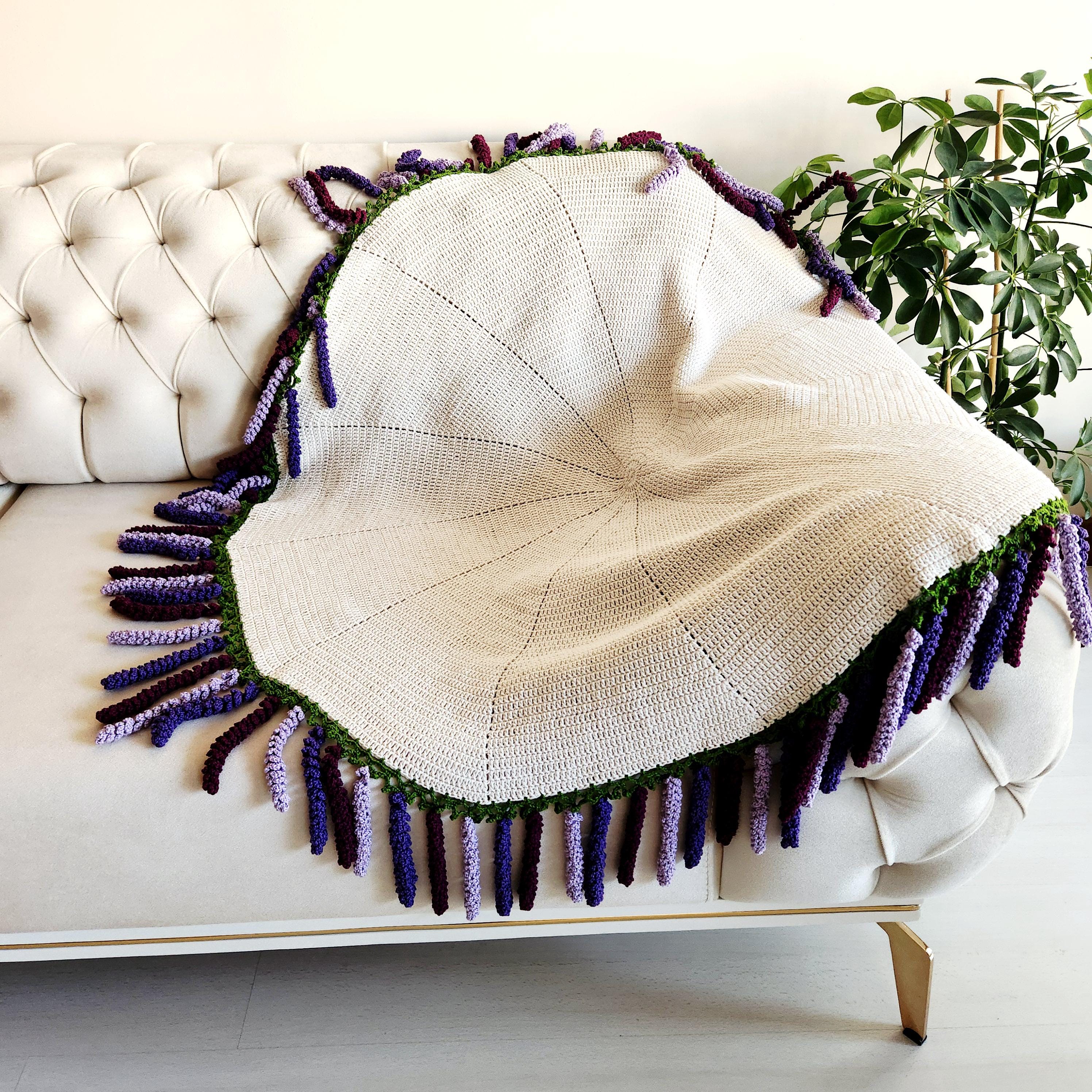 かぎ針編みのラベンダーブーケブランケット - 3Dフローラル