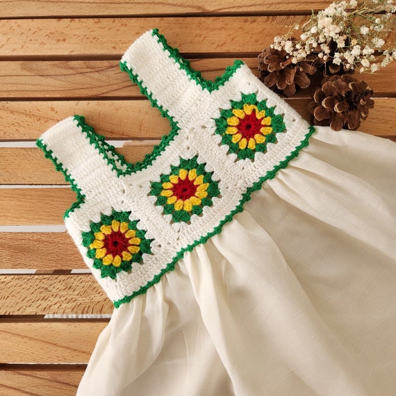 cotton sunflower dress Organic Cotton Sunflower Dress: Toddler Girl Twirl Dress