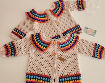 Handmade Crochet Rainbow Cardigan, Baby Toddler SweaterAffordable Christmas Gifts