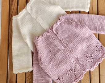 Cárdigan de bebé mercerizado tejido a mano -Cárdigan de bebé simple y elegante - Mercerizado suave - Adecuado para 0-18 meses de edad -Ropa de 4 estaciones
