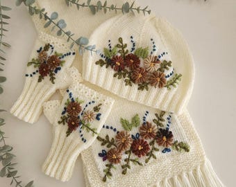 Ensemble Bonnet, écharpe Et Gants D'hiver Pour Enfant – Bonnet à Pompon Avec Cache-cou Intégré, Doublure Polaire, Taille Unique 5-12 Ans