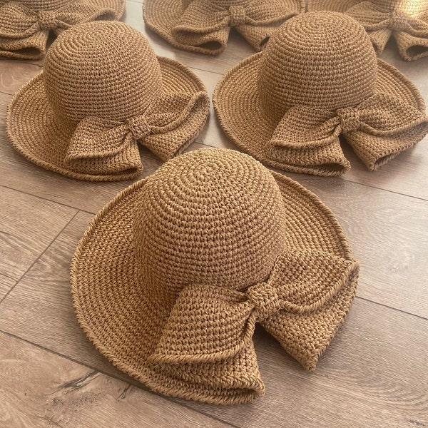 Wide Brim Straw Hat, Sun Hat, Perfect for Beach, Summer and Vacation, Foldable Summer Hat, Straw Hat with Bow, Gardening Hat, Beach Hat,Hats