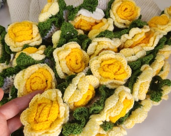 Handmade Yellow Rose Crochet Blanket – 3D Floral Throw, Romantic Gift
