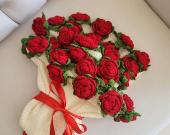 Crochet Rose Bouquet Blanket, Mother's Day gift , Handmade Floral Throw, Organic Cotton Home Decor
