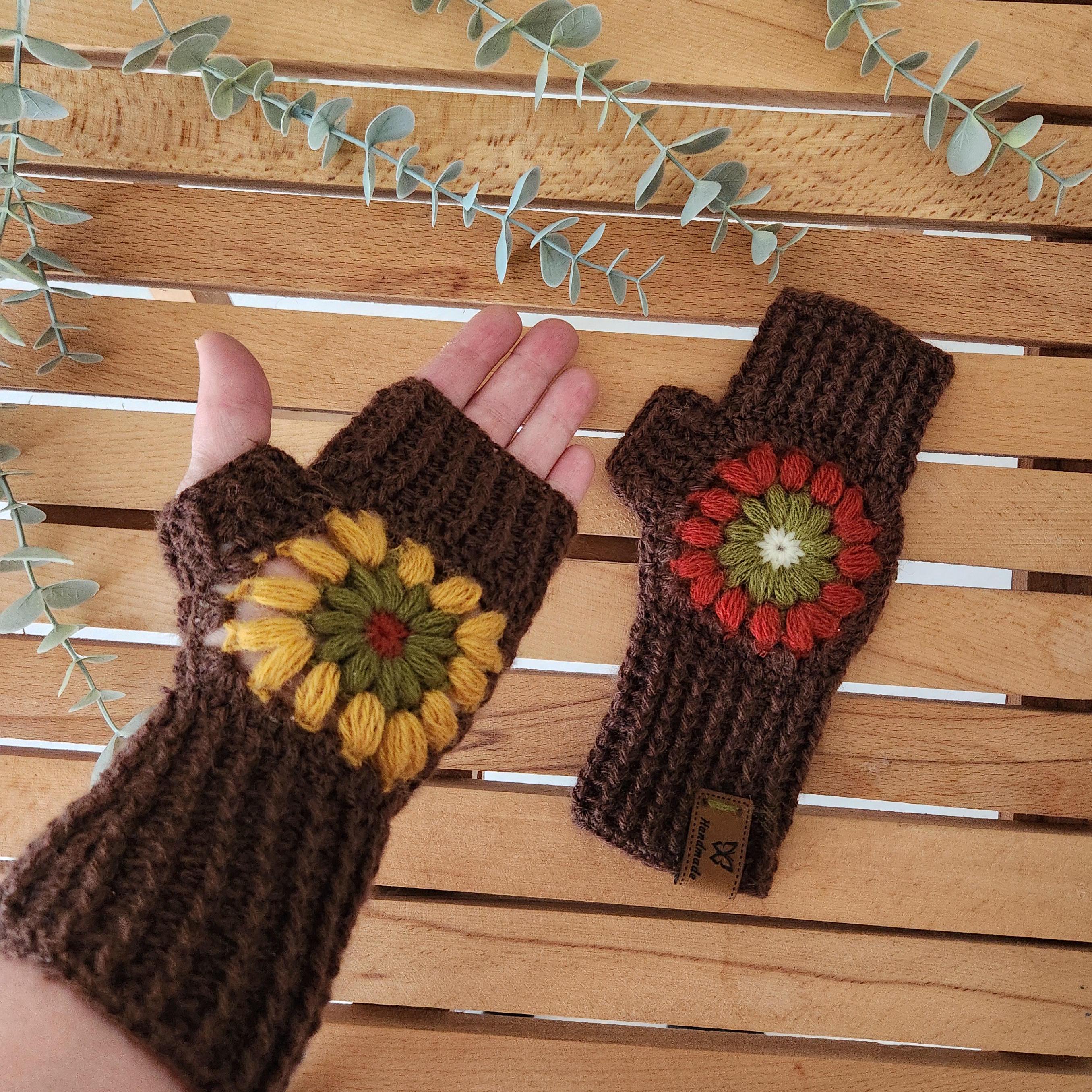 Crochet Fingerless Gloves, Angora Wool Wrist Warmers, Fall