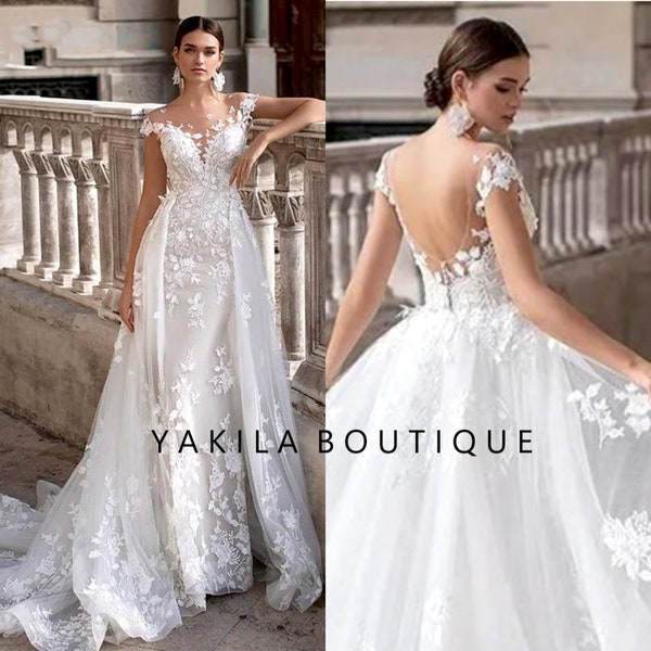 Over Skirt Wedding Dress Etsy