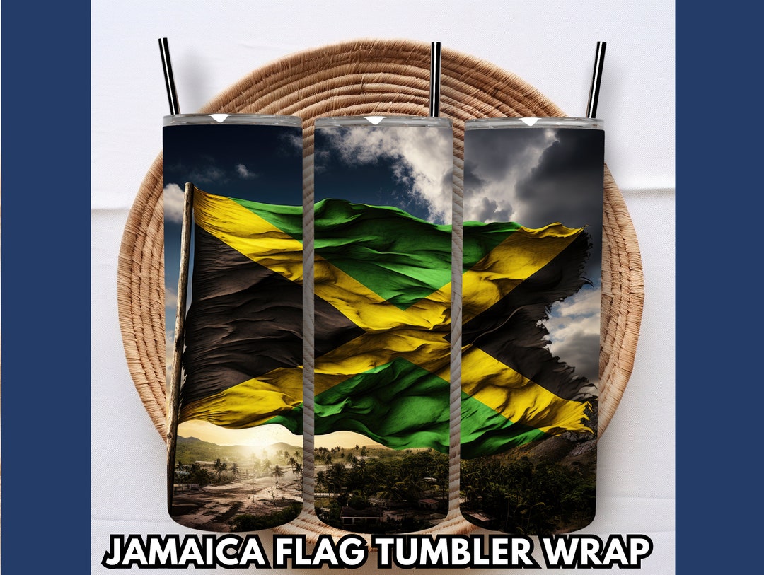 Jamaica Flag Tumbler Wrap Sublimation Wrap Design 20oz Skinny Tumblers