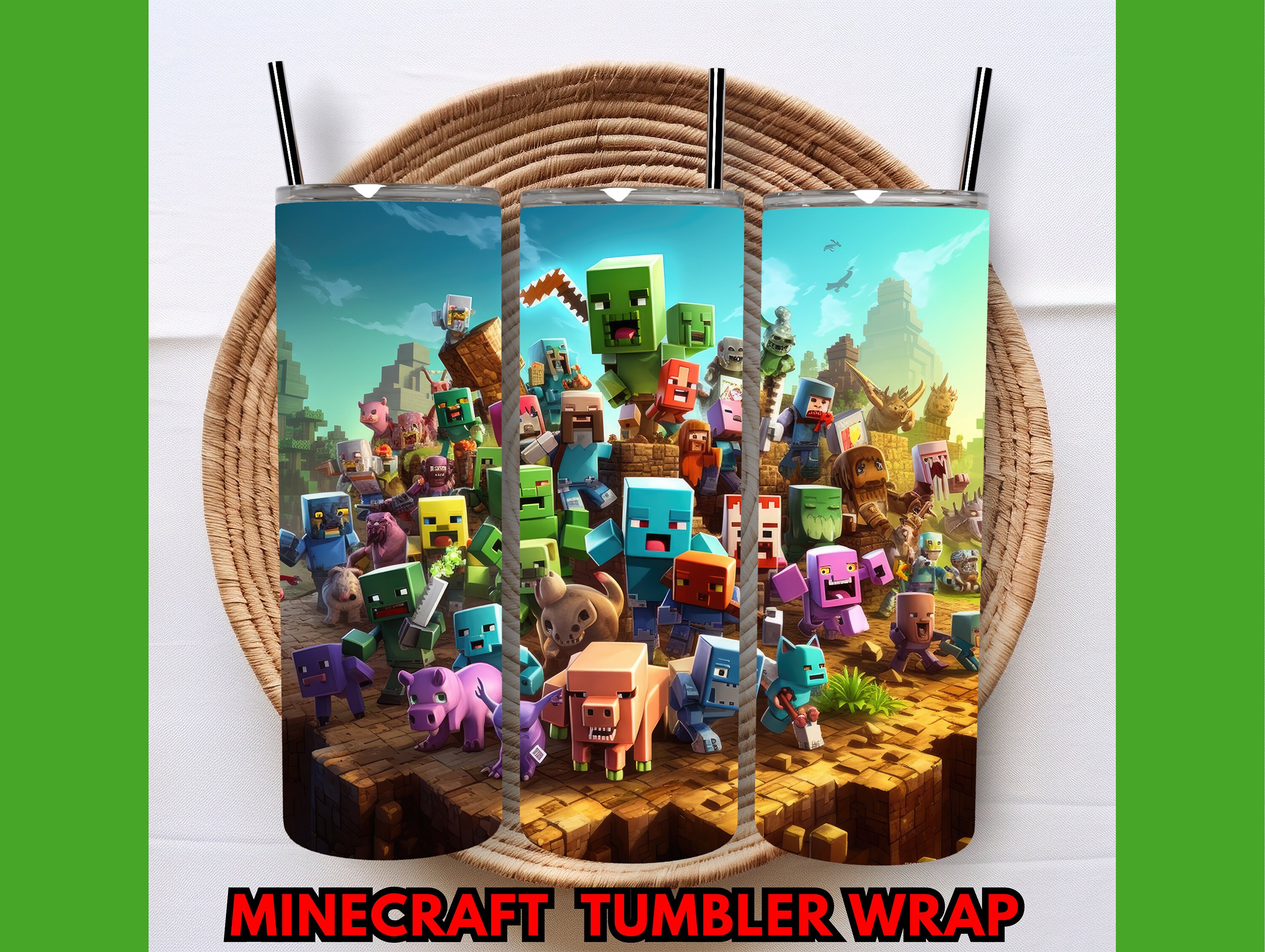 Minecraft Tumbler Wrap PNG, Creeper 20oz Skinny Tumbler Design, Sublimation  Designs PNG File - TheDigitalSVG