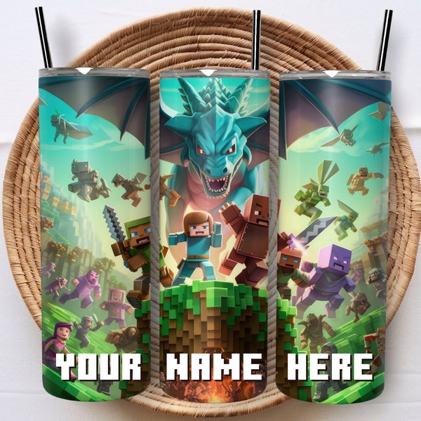 Minecraft Tumbler Wrap, Custom Sublimation Design, Minecraft Png, Minecraft Birthday, Sublimation Png, 20Oz Tumbler Wrap Gaming Tumbler Wrap