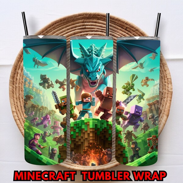 Minecraft Tumbler Wrap Design Minecraft Sublimation Wrap 20 Unzen Tumbler Minecraft Png gerade dünne Minecrafter Geschenk Handwerk Thema Spiel