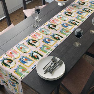 Bordslöpare med akvarellmotiv, gåsporträtt | Bomull och polyester