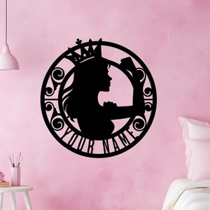 Personalized Tough Princess Metal Wall Art - Girl&#39;s Room Decor