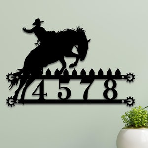 Custom Cowboy Metal Address Sign: Rustic Western Ranch Decor
