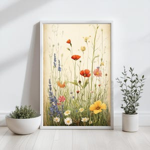 Wildflower Art Print Rustic Floral Botanical Country Farmhouse Wall Decor Customizable Floral Art Nature-inspired wall art Gift for home