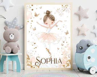 Personalized Ballerina Print – Custom Name, Ballet Nursery Decor