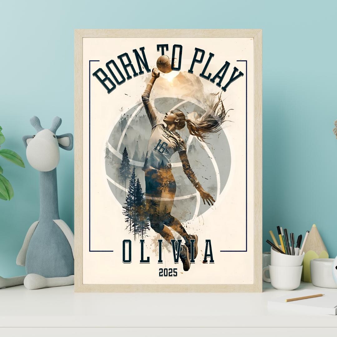 Personalized Volleyball Poster | Custom Name & Year, Athlete Gift - Etsy