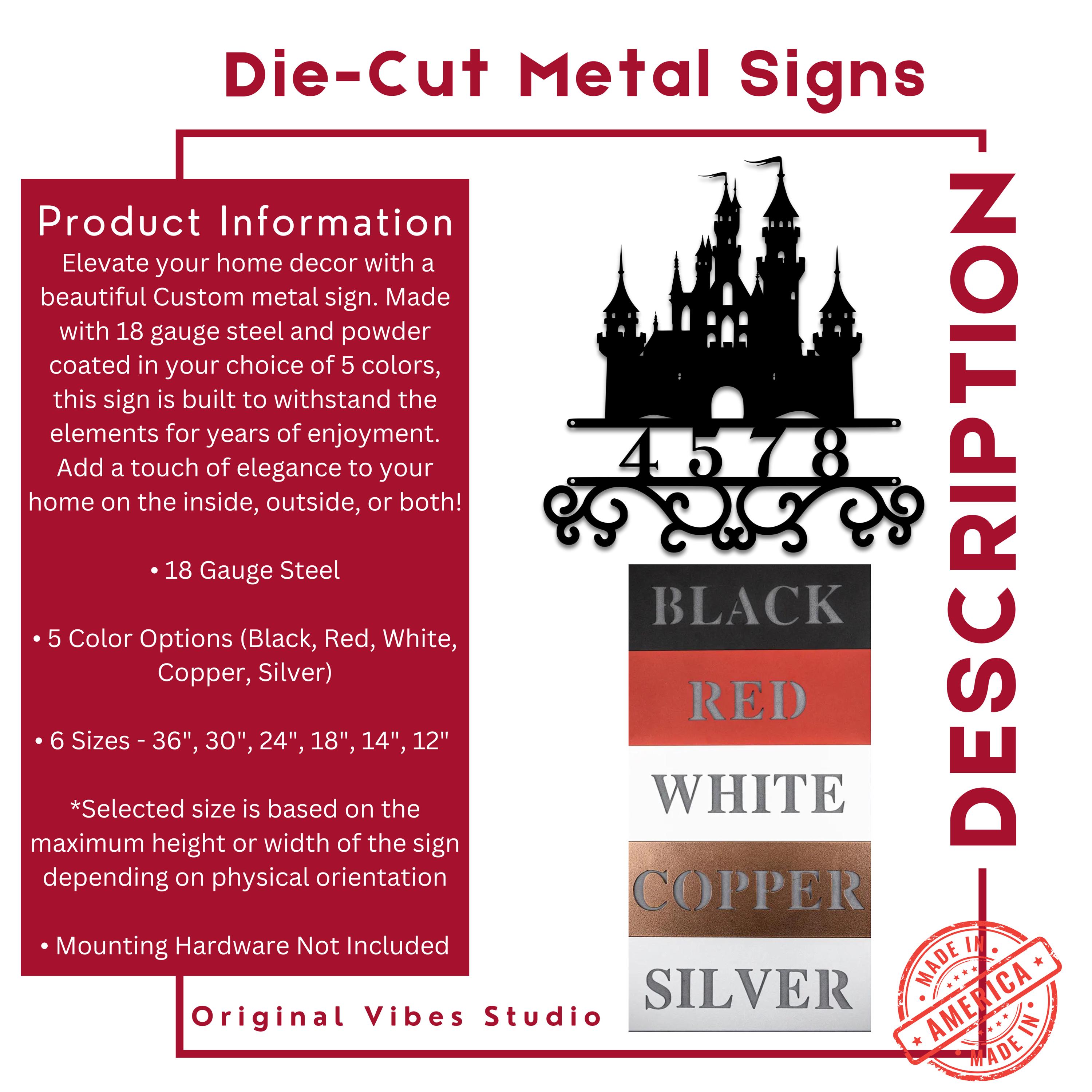 Personalized Castle Address Sign, Metal Front Door Decor - Etsy