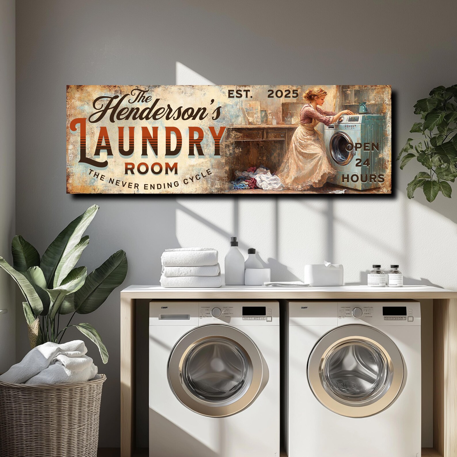 Personalized Vintage Laundry Room Canvas Art: Rustic Farmhouse Decor - Etsy