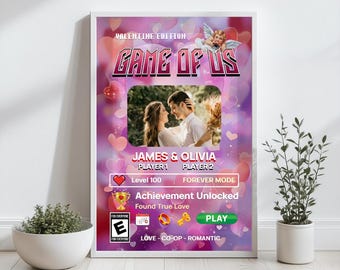 Personalized Game of Us Cover Wall Art | Custom Couple Gaming Poster | Valentine Anniversary Gift for Him Her