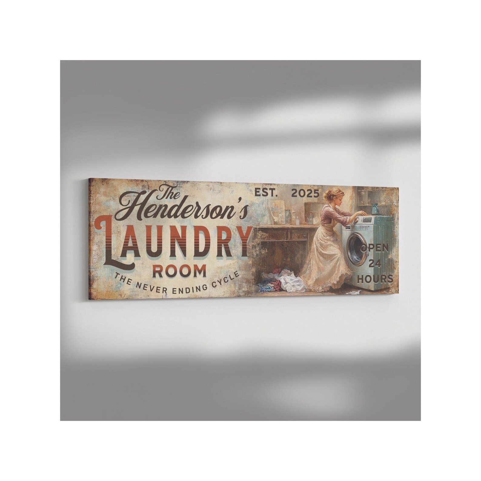 Personalized Vintage Laundry Room Canvas Art: Rustic Farmhouse Decor - Etsy