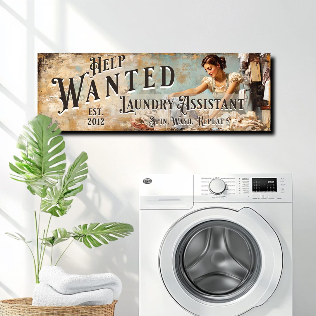 Personalized Vintage Laundry Room Wall Art - Customizable Rustic Decor ...