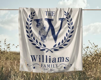Personalized Wedding Blanket: Monogram Wreath, Sherpa Backing