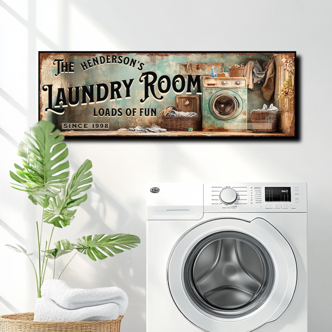 Personalized Laundry Room Canvas Sign: Vintage Farmhouse Decor - Etsy