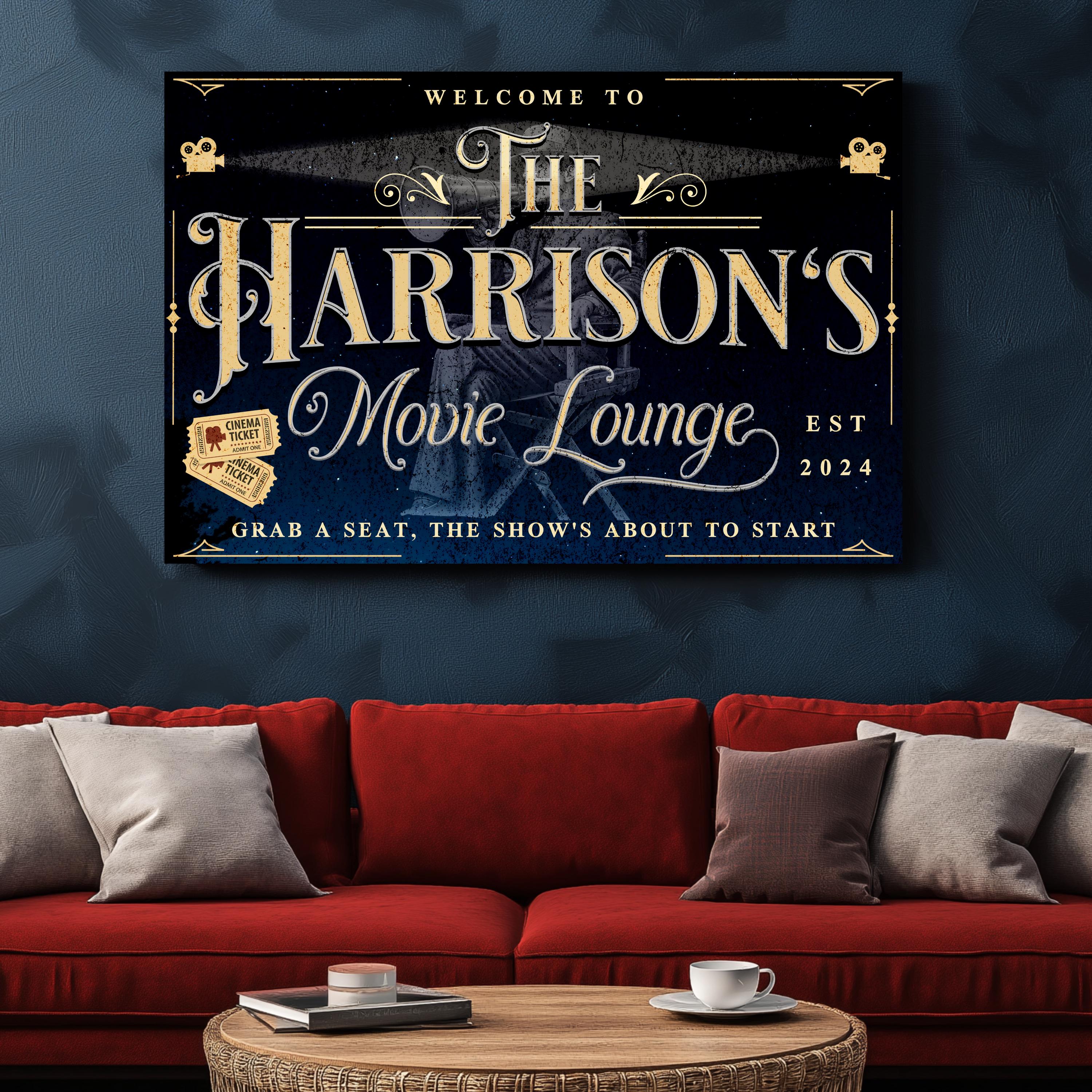 Personalized Family Movie Lounge Wall Art Sign Elegant Retro Home ...