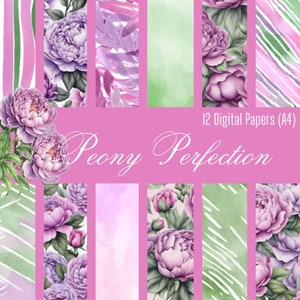 Peony Perfection 12 Teiliges A4 Digital Papier Kit