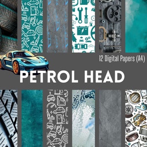 Petrol Head A4 Digital Paper Kit, 12 Stück