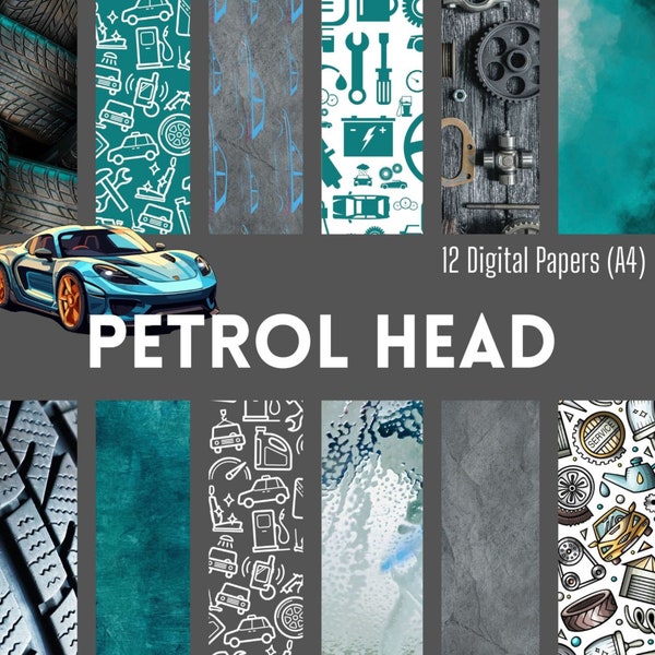 Petrol Head 12pc A4 Digital Paper Kit