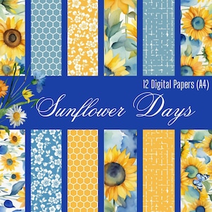 Kit de 12 papiers numériques A4 Sunflower Days