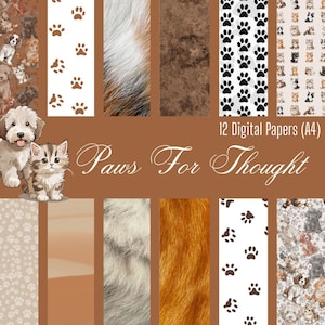 Paws For Thought 12ピース A4デジタルペーパーキット