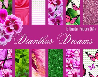 Dianthus Dreams 12pc A4 Digital Paper Kit