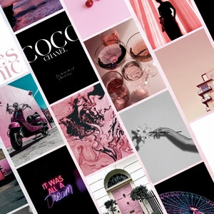 Pink Fantasy Collage Kit collection, Collage kit, Pink wall art, digital art, digital prints.
