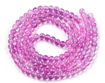 Pack of 100 glass beads glass beads 6 mm 2-tone gradient pink/pink beads jewelry beads (0.06/1 piece)
