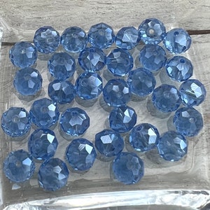 30 pieces faceted glass beads glass cut rondel glass corflower blue 10 mm x 7 mm 0.06 EUR/1pc. image 2