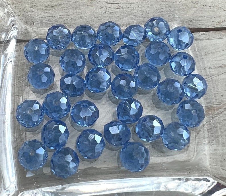 30 pieces faceted glass beads glass cut rondel glass corflower blue 10 mm x 7 mm 0.06 EUR/1pc. image 2