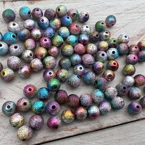 50 x acrylic bead ball star dust colorful mix matt glitter 8 mm stardust beads gradient (0.04 EUR/1 piece)