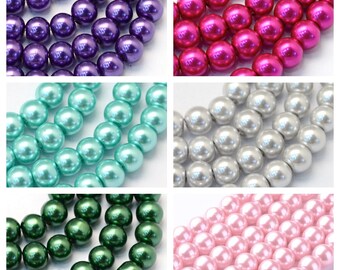 30 Stück Glas Perlen Glasperlen Glaswachsperlen Farbwahl 10mm Kugel Beads basteln (0,06 EUR/1Stk.)