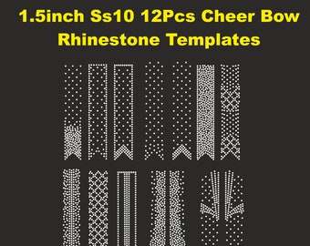 1,5 inch Cheer Bow Rhinestone SS10 sjablonen, steentjes, V staart, 1 4 inch, verschillende patronen, digitale download, svg, eps, png, dxf